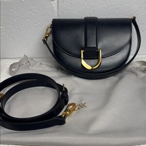 Charles & Keith Chic Black Leather Crossbody Bag with Gold Details NWT